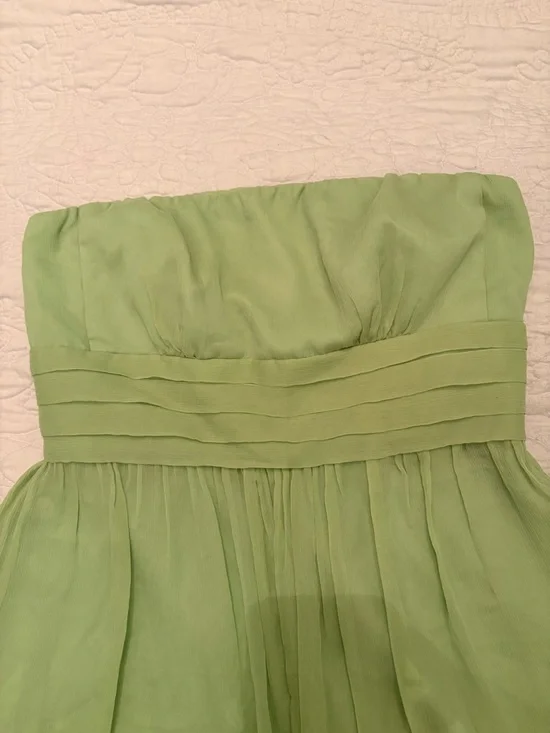 JCrew Strapless Light Green Pleated Cocktail Dress - Picture 2 of 5